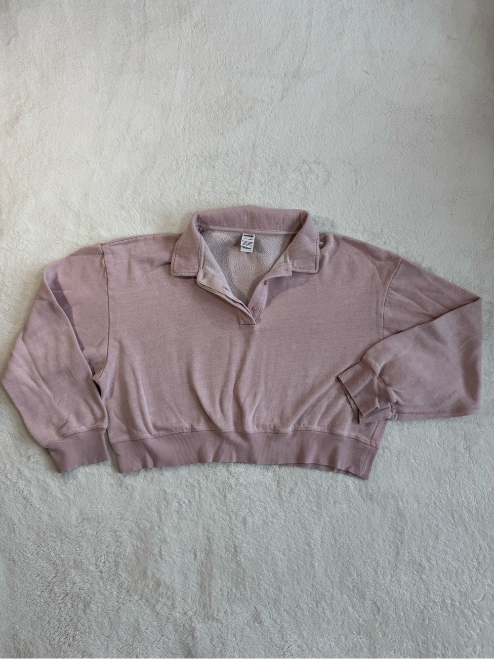 PINK Victoria's Secret Pink Cropped Campus Collar Half-Snap Fleece Sweatshirt L
